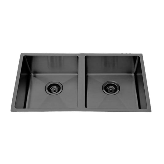 Atlas Double Bowl Handmade Gunmetal Black Kitchen Sink - 760x440x250mm