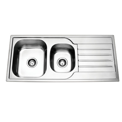 Prague Pressing One and half Bowl Top Mount Kitchen Sink - 1120x500x180mm