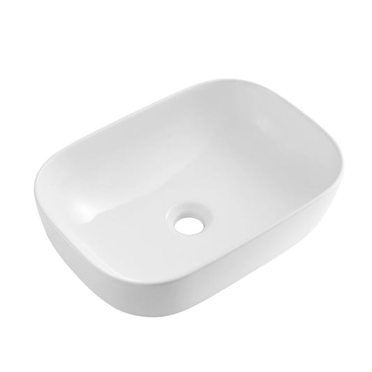 Rectangular Gloss White Above Counter Ceramic Basin - 460x320x135mm
