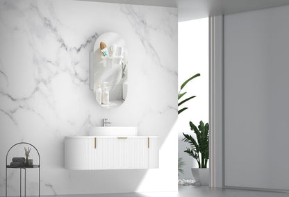 CARYSIL 1200mm Fluted Wall Hung Vanity - Matte White - 1200x469x412mm