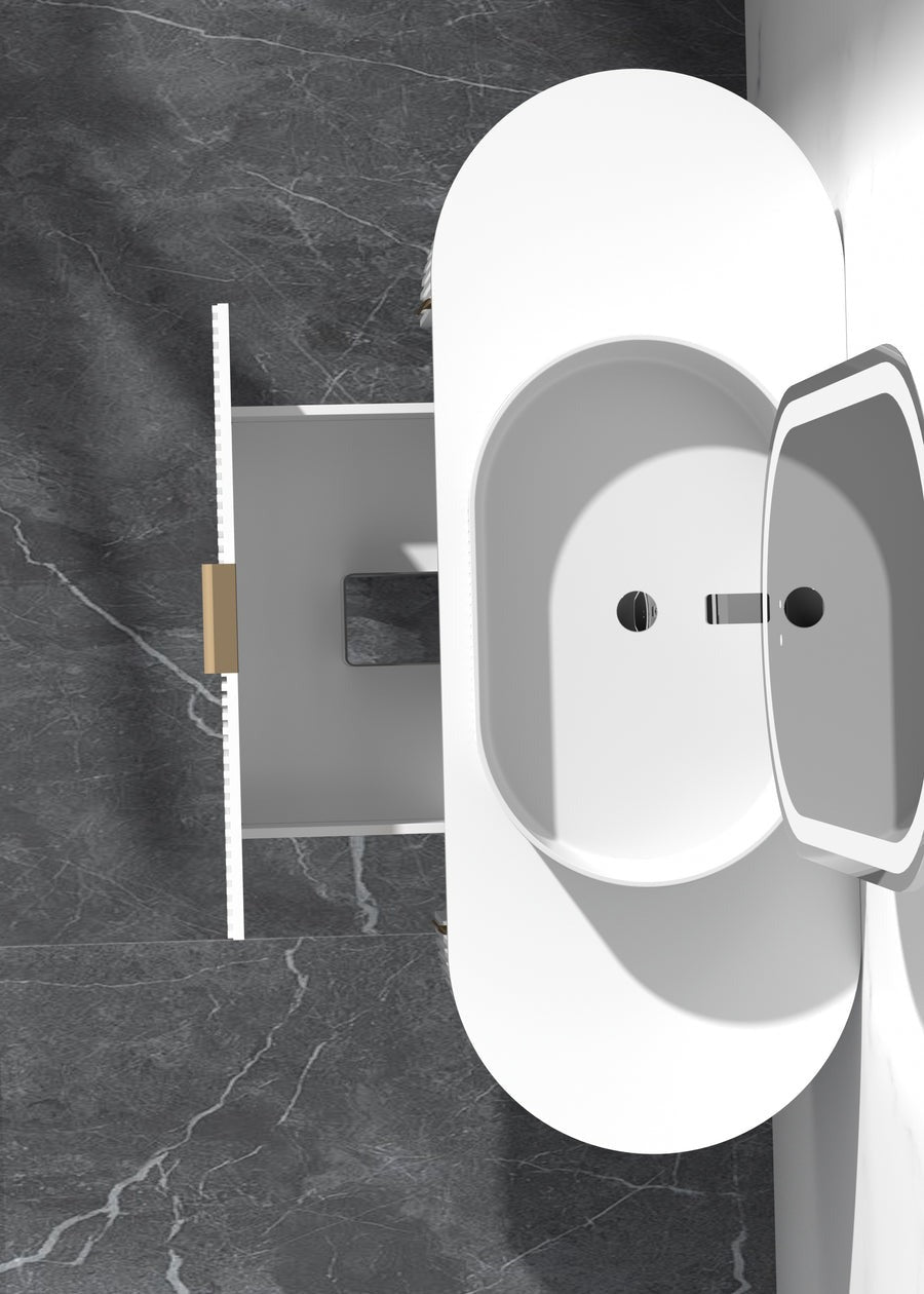 CARYSIL 1200mm Fluted Wall Hung Vanity - Matte White - 1200x469x412mm