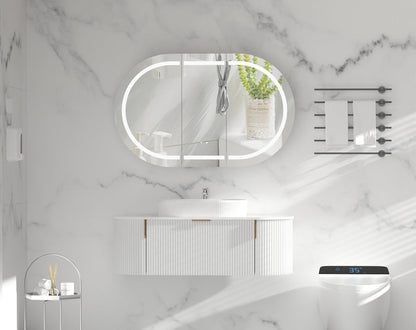 Mystic OVAL LED Shaving Cabinet 1200X750mm - MATTE WHITE Carysil