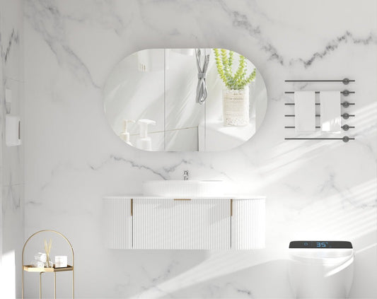 Mystic OVAL Shaving Cabinet 1200X750mm - MATTE WHITE Carysil