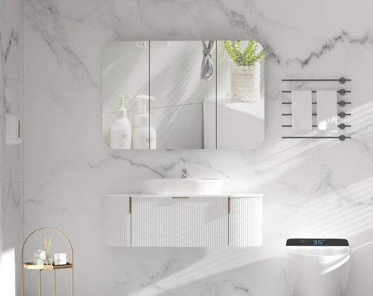GRAND Shaving Cabinet 1200x800mm - MATTE WHITE Carysil
