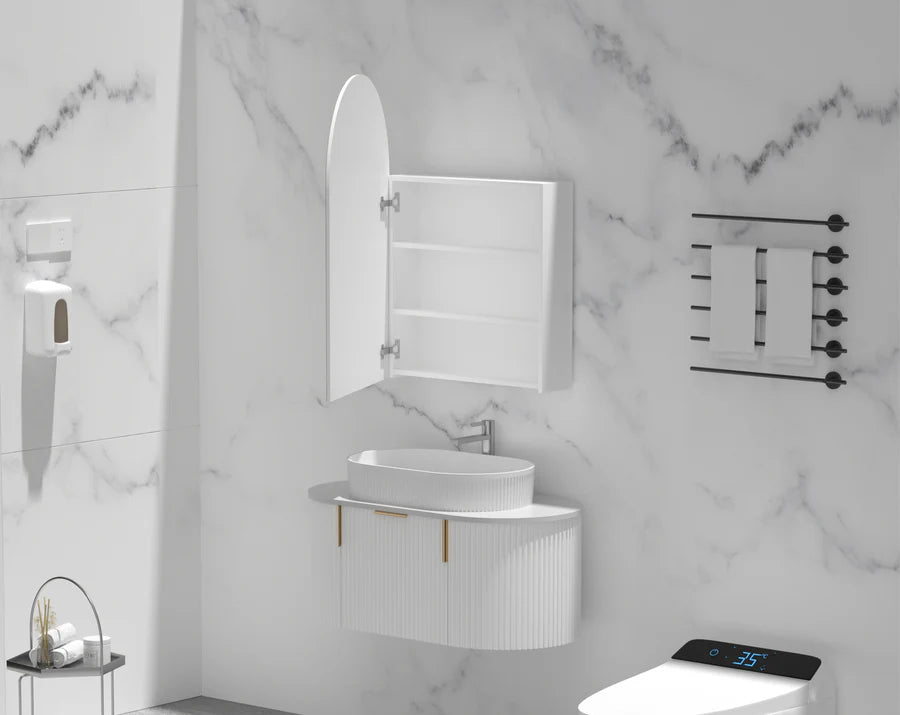 Imperial 600x900mm Arch Shaving Cabinet - Matte White Carysil