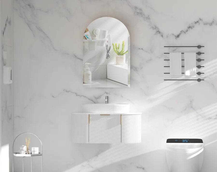 Imperial 600x900mm Arch Shaving Cabinet - Matte White Carysil