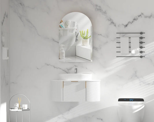 Imperial 600x900mm Arch Shaving Cabinet - Matte White Carysil