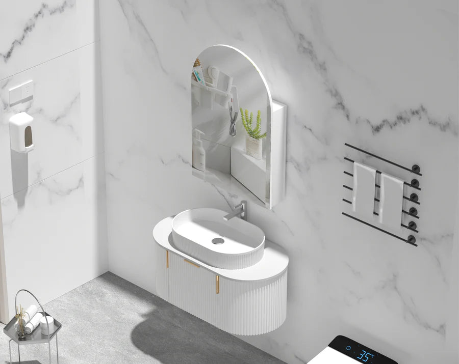 Imperial 600x900mm Arch Shaving Cabinet - Matte White Carysil