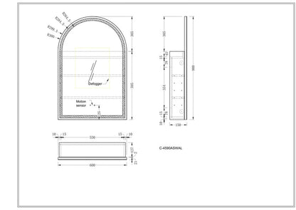 Imperial Arch LED Shaving Cabinet 600x900mm - WALNUT Carysil