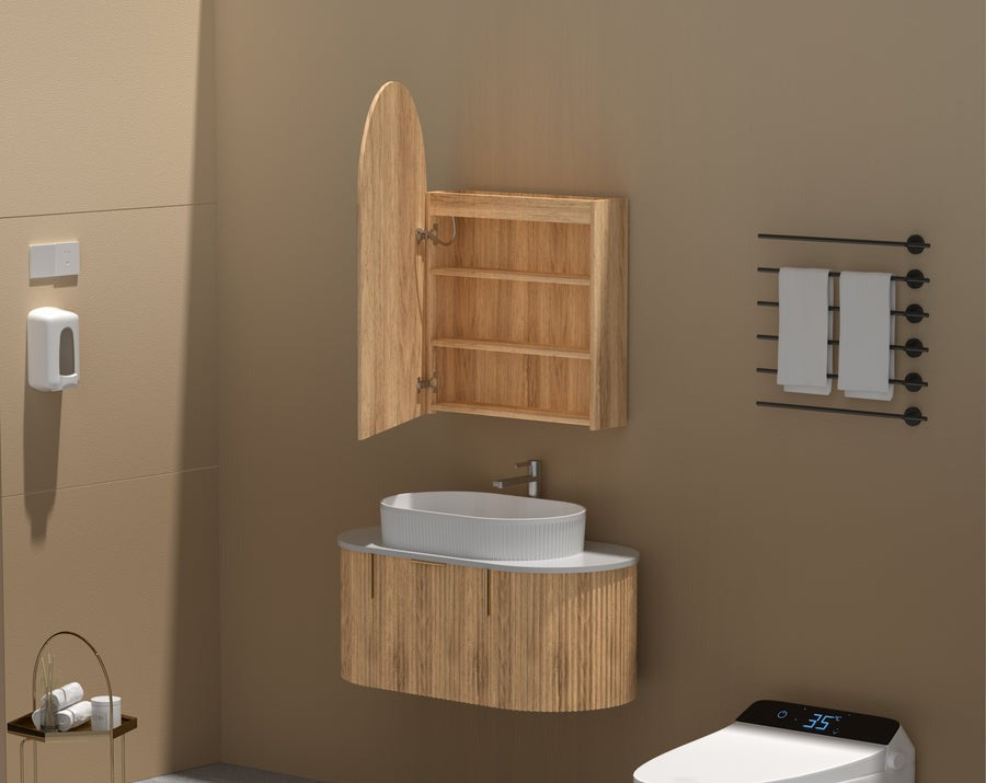 Imperial Arch LED Shaving Cabinet 600x900mm - WALNUT Carysil