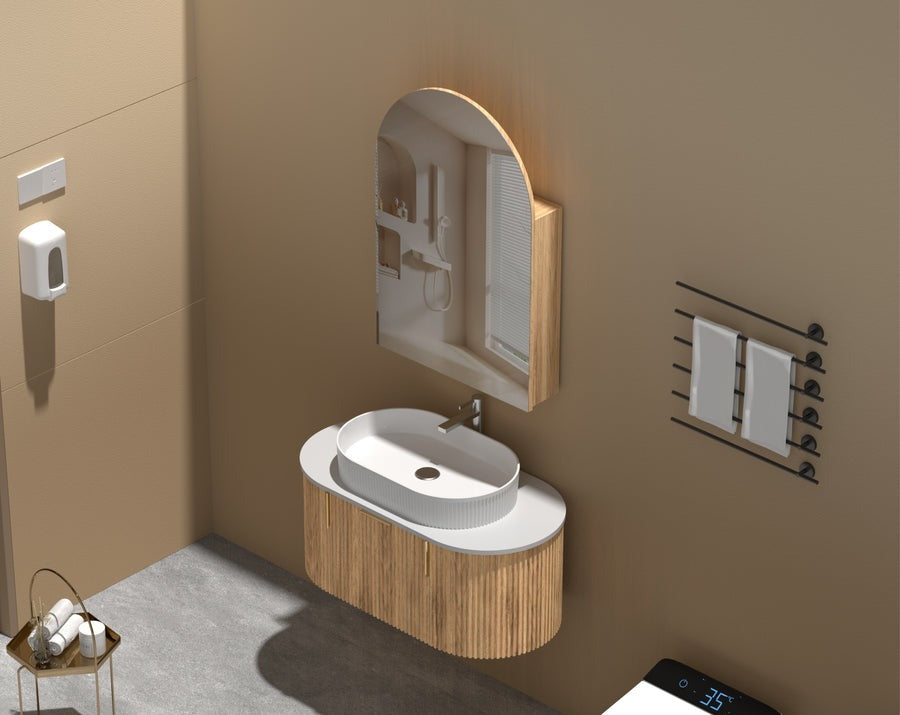 Imperial Arch Shaving Cabinet 600x900mm - WALNUT Carysil
