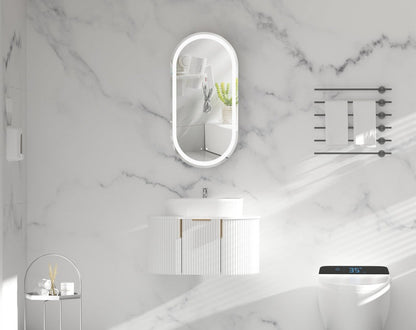 Noble Oval LED Shaving Cabinet 450x900mm - MATTE WHITE Carysil
