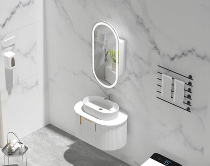 Noble Oval LED Shaving Cabinet 450x900mm - MATTE WHITE Carysil
