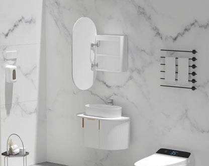 Noble Oval LED Shaving Cabinet 450x900mm - MATTE WHITE Carysil