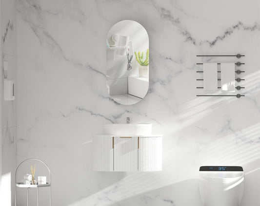 Noble Oval Shaving Cabinet 450x900mm - MATTE WHITE Carysil