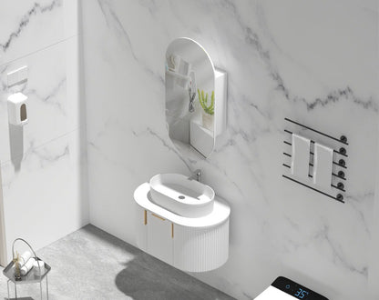 Noble Oval Shaving Cabinet 450x900mm - MATTE WHITE Carysil