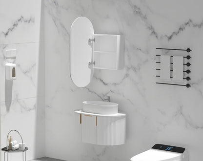 Noble Oval Shaving Cabinet 450x900mm - MATTE WHITE Carysil