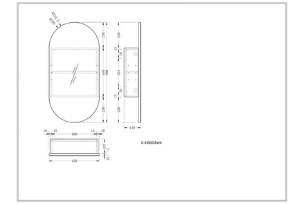 Noble Oval Shaving Cabinet 450x900mm - MATTE WHITE Carysil