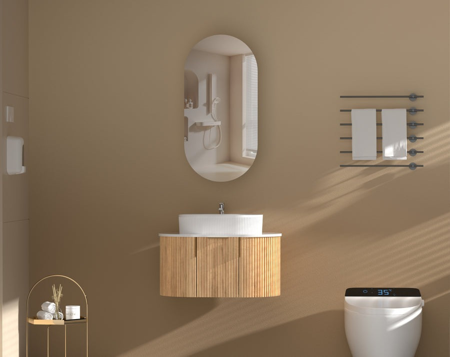 Noble Oval Shaving Cabinet 450x900mm - WALNUT Carysil