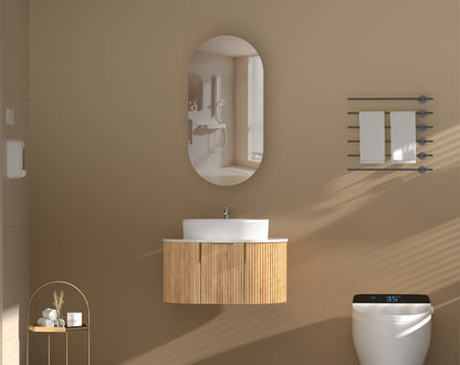 Noble Oval Shaving Cabinet 450x900mm - WALNUT Carysil