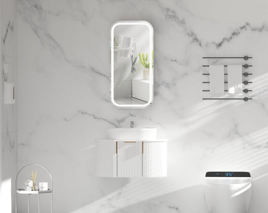 EARLS Squircle LED Shaving Cabinet 450x900mm - MATTE WHITE Carysil