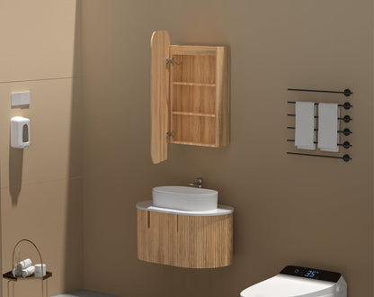 EARLS Squircle LED Shaving Cabinet 450x900mm - WALNUT Carysil