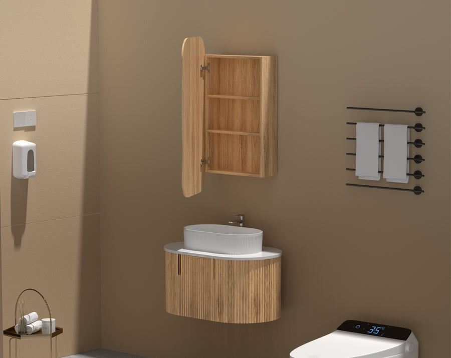 EARLS Squircle Shaving Cabinet 450x900mm - WALNUT Carysil