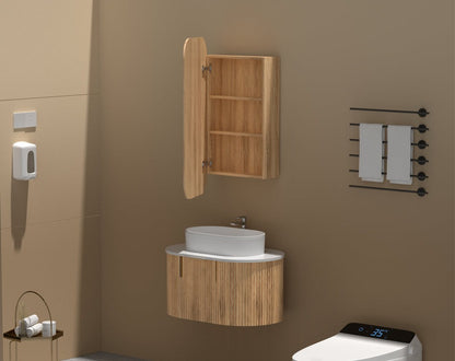 EARLS Squircle Shaving Cabinet 450x900mm - WALNUT Carysil