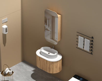 EARLS Squircle Shaving Cabinet 450x900mm - WALNUT Carysil