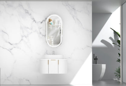 CARYSIL 750mm Fluted Wall Hung Vanity - Matte White - 750x469x412mm