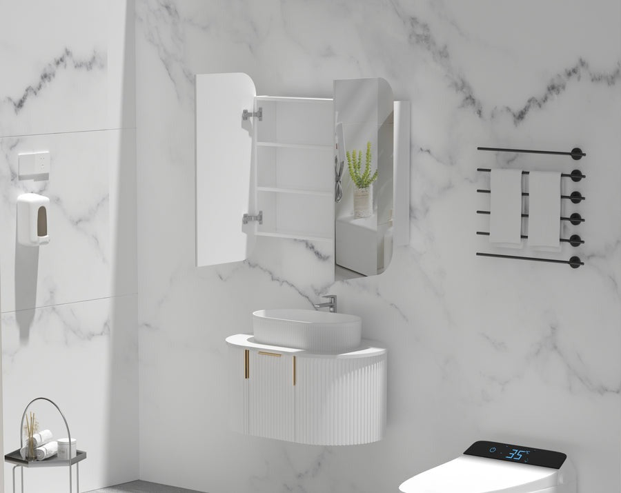 GRAND Shaving Cabinet  750x800mm/900x800mm - MATTE WHITE Carysil