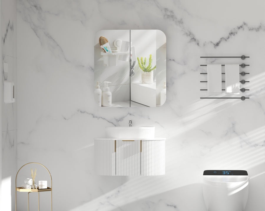GRAND Shaving Cabinet  750x800mm/900x800mm - MATTE WHITE Carysil