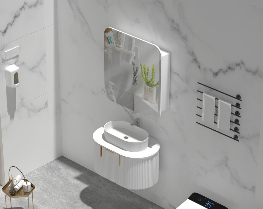 GRAND Shaving Cabinet  750x800mm/900x800mm - MATTE WHITE Carysil
