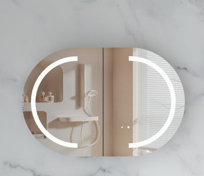 Mystic OVAL LED Shaving Cabinet 900x600mm MATTE WHITE - Carysil