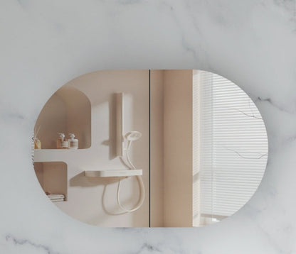 Mystic OVAL Shaving Cabinet 900x600mm - MATTE WHITE Carysil