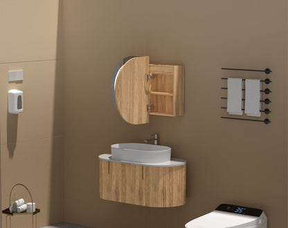 Mystic OVAL LED Shaving Cabinet 900x600mm - WALNUT Carysil