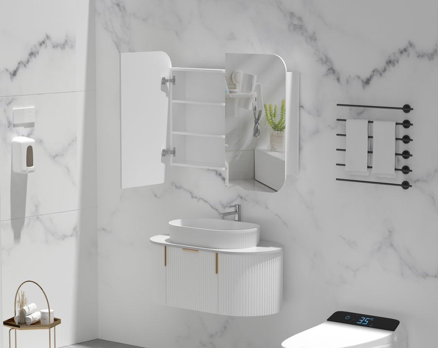 GRAND Shaving Cabinet  750x800mm/900x800mm - MATTE WHITE Carysil