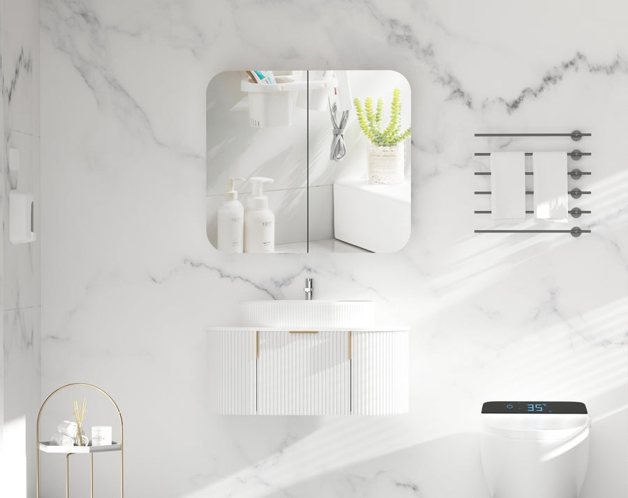 GRAND Shaving Cabinet  750x800mm/900x800mm - MATTE WHITE Carysil