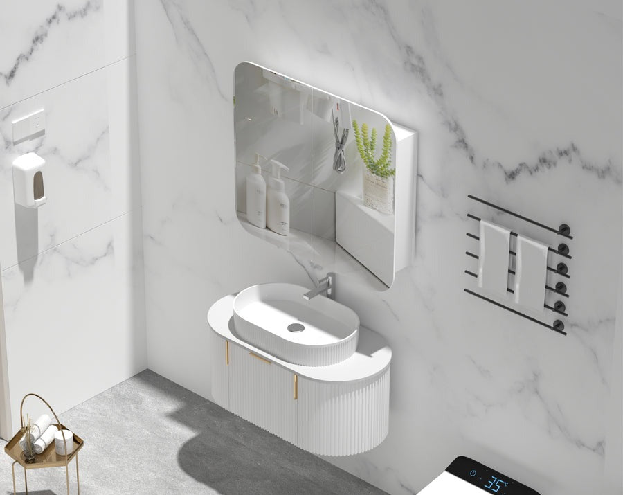 GRAND Shaving Cabinet  750x800mm/900x800mm - MATTE WHITE Carysil