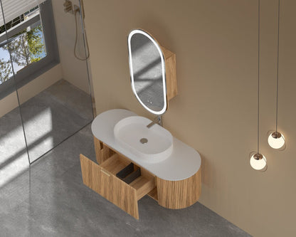 CARYSIL 1200mm Fluted Wall Hung Vanity - Walnut -  1200x469x412mm