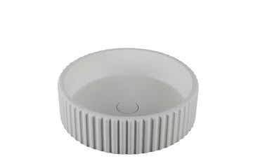 Carysil Matte White Above Counter Fluted Concrete Basin - 400x400x120mm