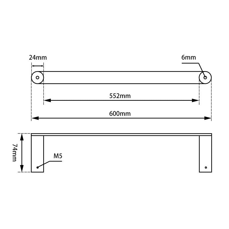 RUSHY Brushed Nickel Single Towel Rail - 600mm , 800mm