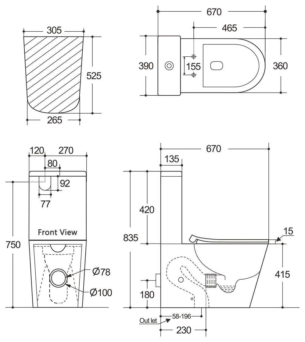 CORTONA Back To Wall Toilet Suite-2 Color's Available
