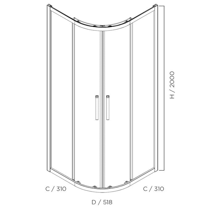 LOUVE Curved Slider Shower Screen - 2 Sizes Available