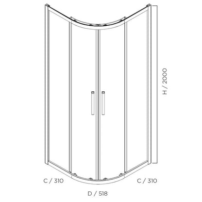 LOUVE Curved Slider Shower Screen - 2 Sizes Available
