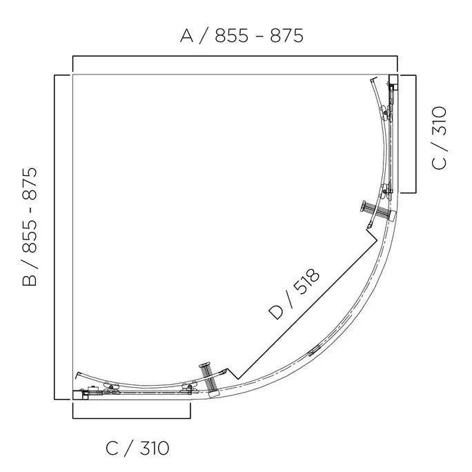 LOUVE Curved Slider Shower Screen - 2 Sizes Available