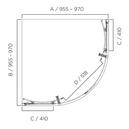LOUVE Curved Slider Shower Screen - 2 Sizes Available