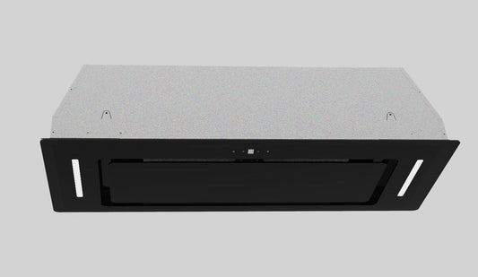 Carysil Built-In Canopy Rangehood 90CM with Black Glass Panel