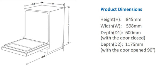 Carysil Freestanding Dishwasher - 14 Place Sett