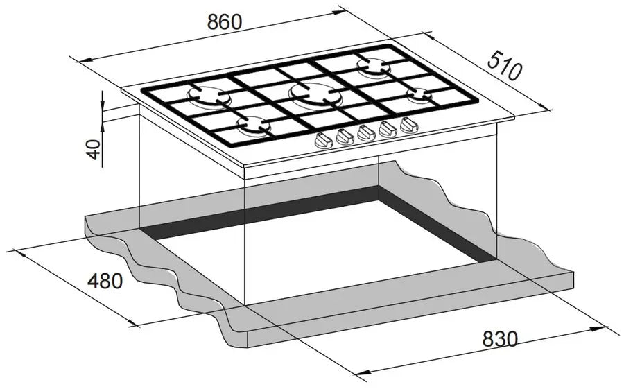 Carysil Built-In Stainless Steel Cooktop 90cm 